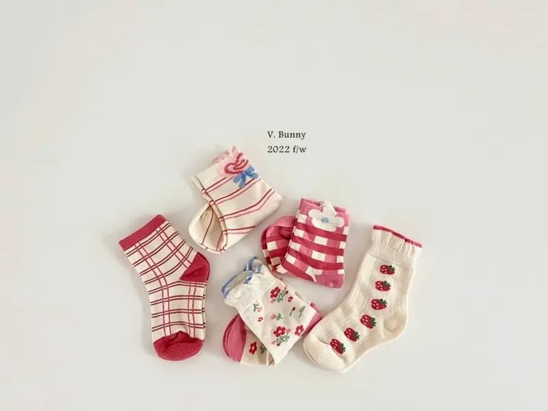V Bunny - Korean Children Fashion - #kidsstore - Strawberry Socks Set