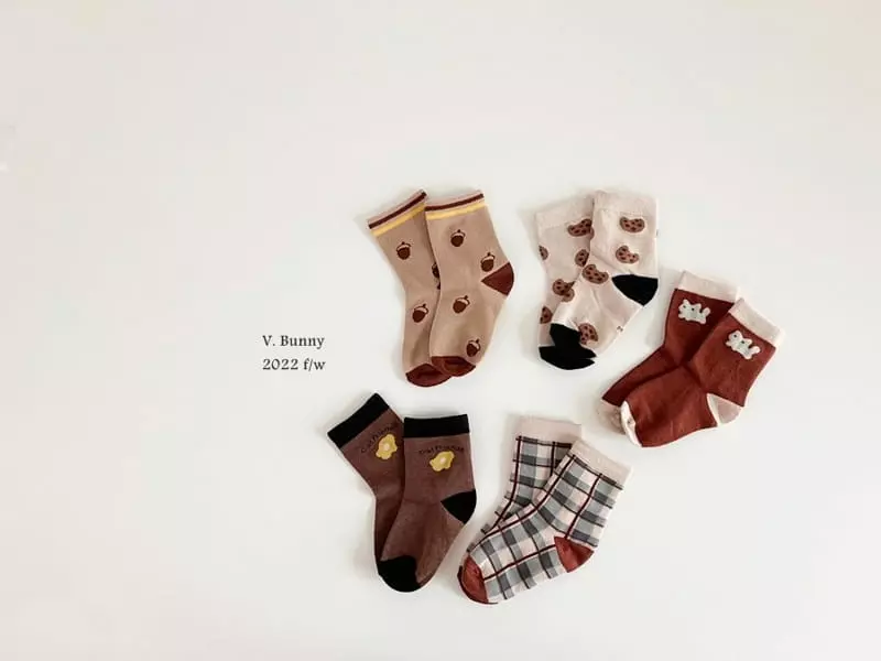 V Bunny - Korean Children Fashion - #kidsstore - Acorn Socks Set - 8