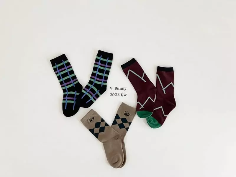 V Bunny - Korean Children Fashion - #kidsstore - Over Socks Set - 6