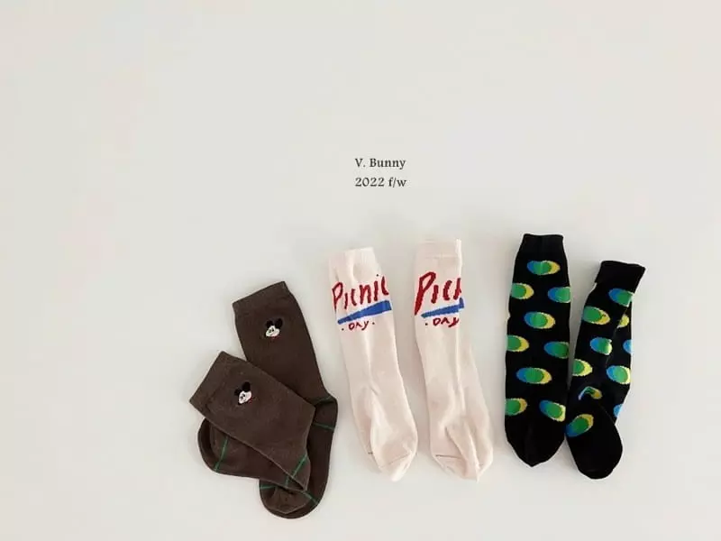 V Bunny - Korean Children Fashion - #kidzfashiontrend - Picnic Socks Set