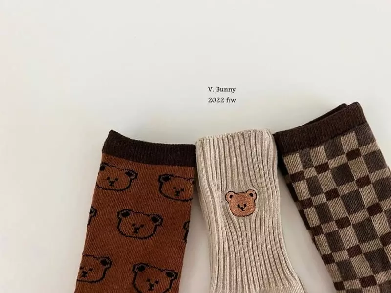 V Bunny - Korean Children Fashion - #kidzfashiontrend - Circle Bear Sock sSet