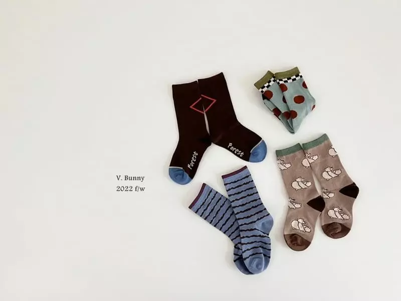 V Bunny - Korean Children Fashion - #littlefashionista - Munk Socks Set - 7