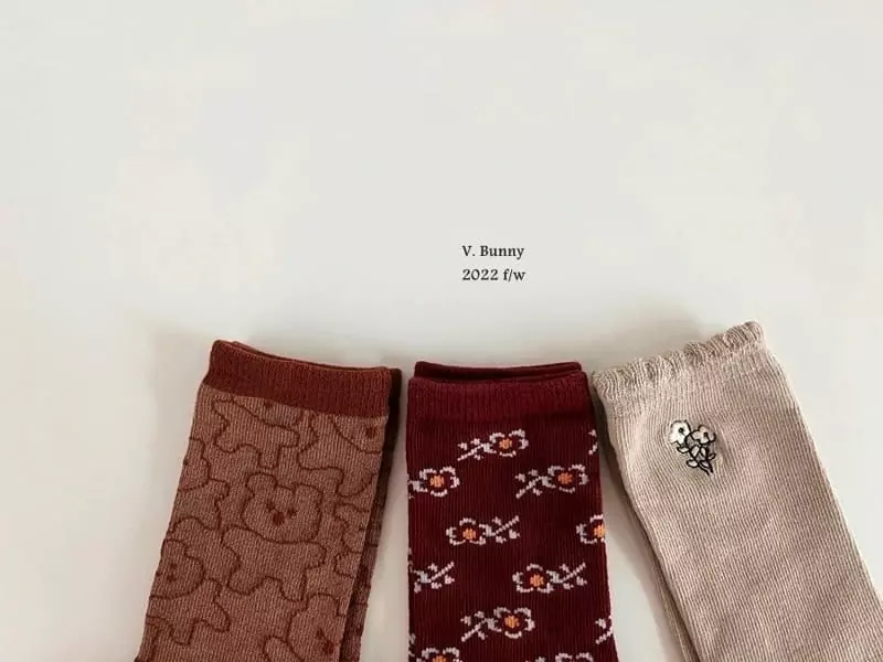 V Bunny - Korean Children Fashion - #littlefashionista - Choco Bear Socks Set
