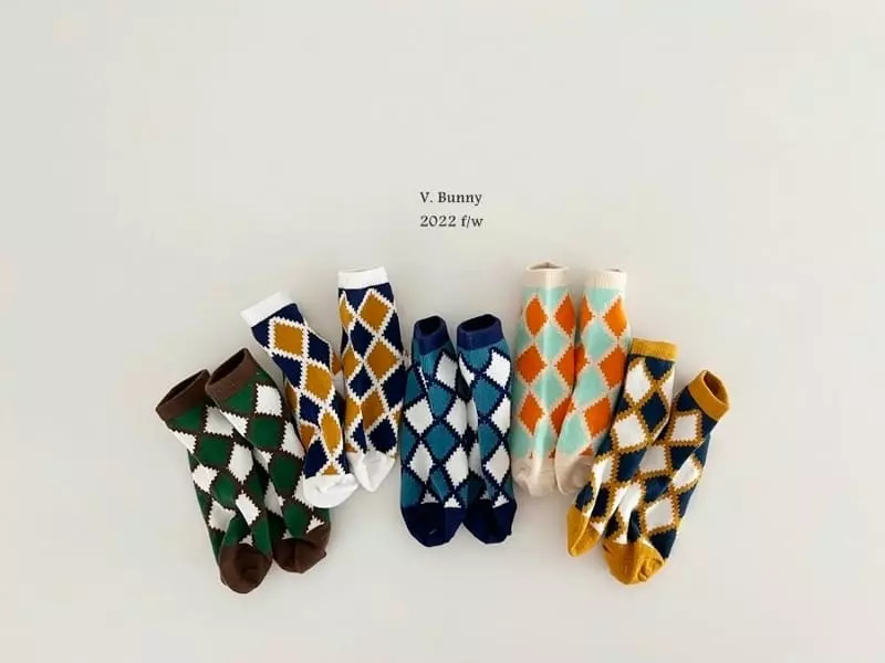 V Bunny - Korean Children Fashion - #minifashionista - Arglye Socks Set - 7