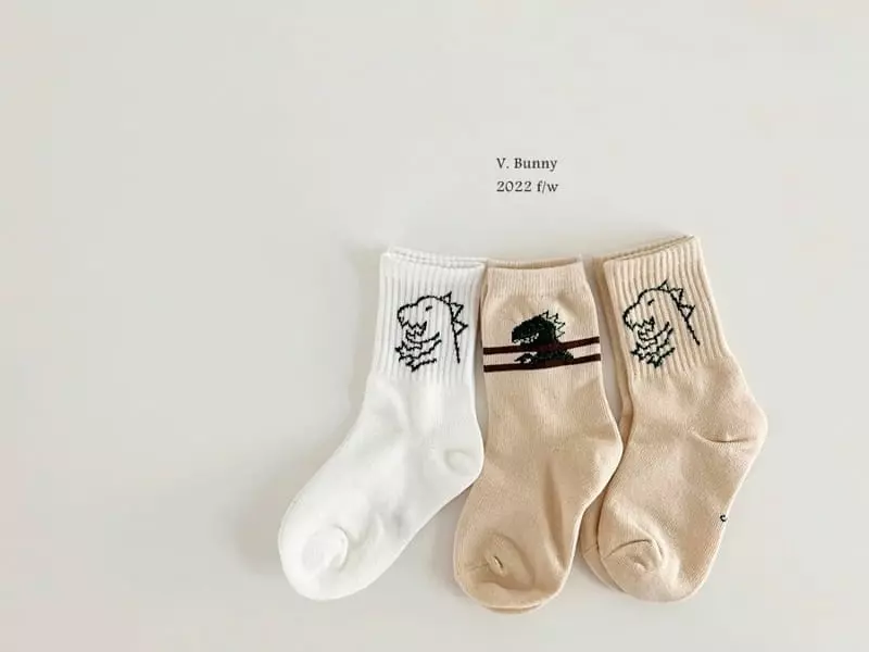 V Bunny - Korean Children Fashion - #minifashionista - My Dino Socks Set - 8
