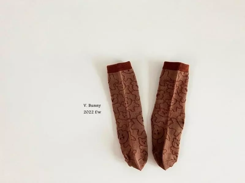 V Bunny - Korean Children Fashion - #minifashionista - Choco Bear Socks Set - 3