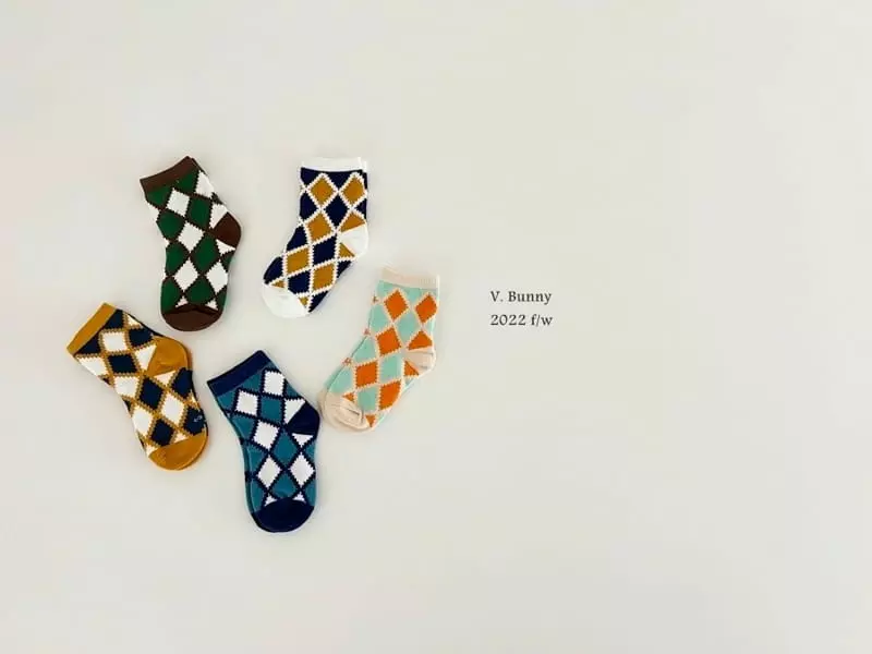 V Bunny - Korean Children Fashion - #prettylittlegirls - Arglye Socks Set - 8