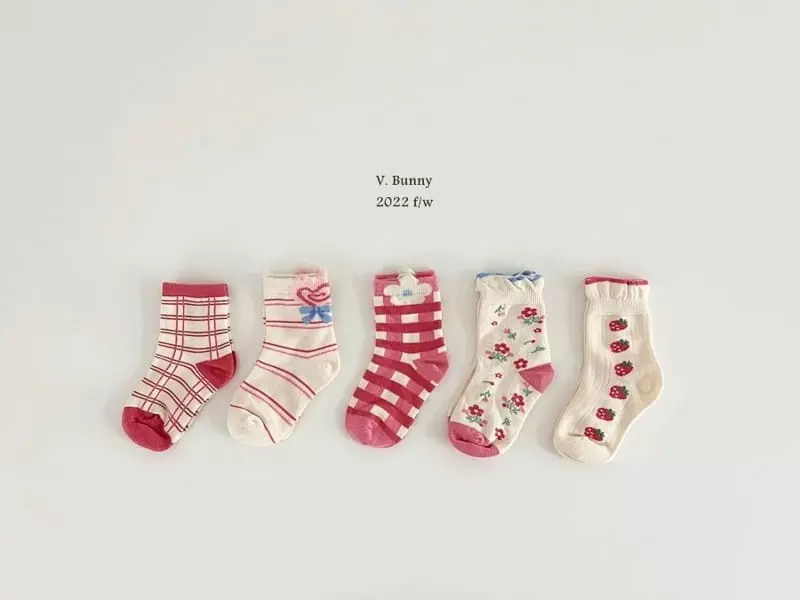 V Bunny - Korean Children Fashion - #prettylittlegirls - Strawberry Socks Set - 7