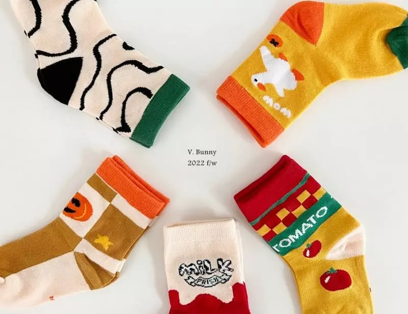 V Bunny - Korean Children Fashion - #prettylittlegirls - Tomato Socks Set