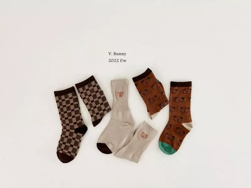 V Bunny - Korean Children Fashion - #stylishchildhood - Circle Bear Sock sSet - 9