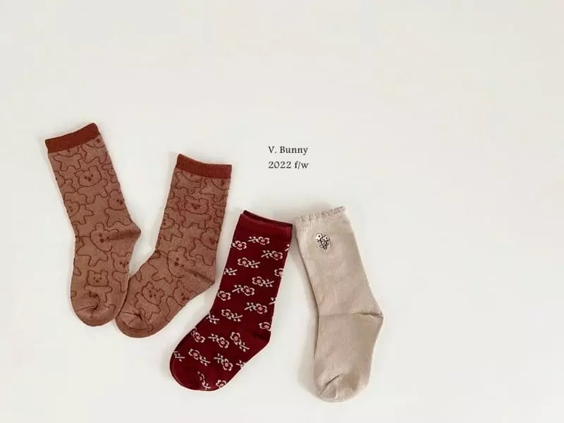 V Bunny - Korean Children Fashion - #stylishchildhood - Choco Bear Socks Set - 7
