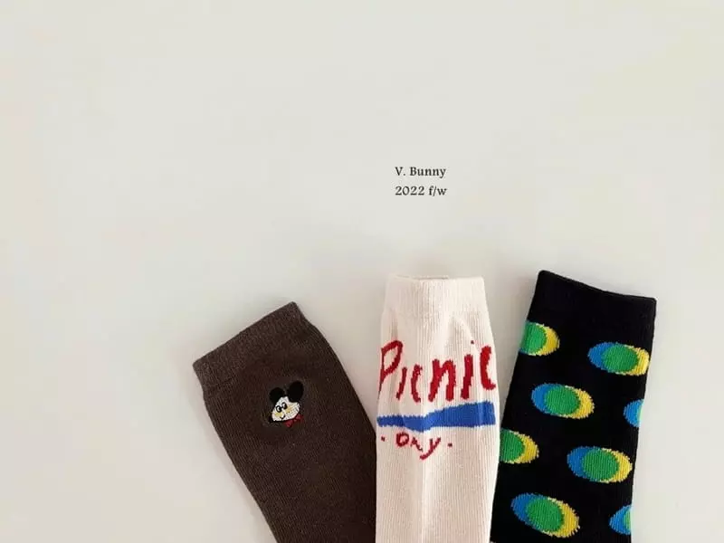 V Bunny - Korean Children Fashion - #todddlerfashion - Picnic Socks Set - 7