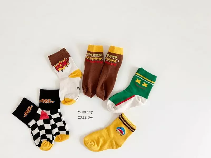 V Bunny - Korean Children Fashion - #todddlerfashion - Jaws Socks Set - 8