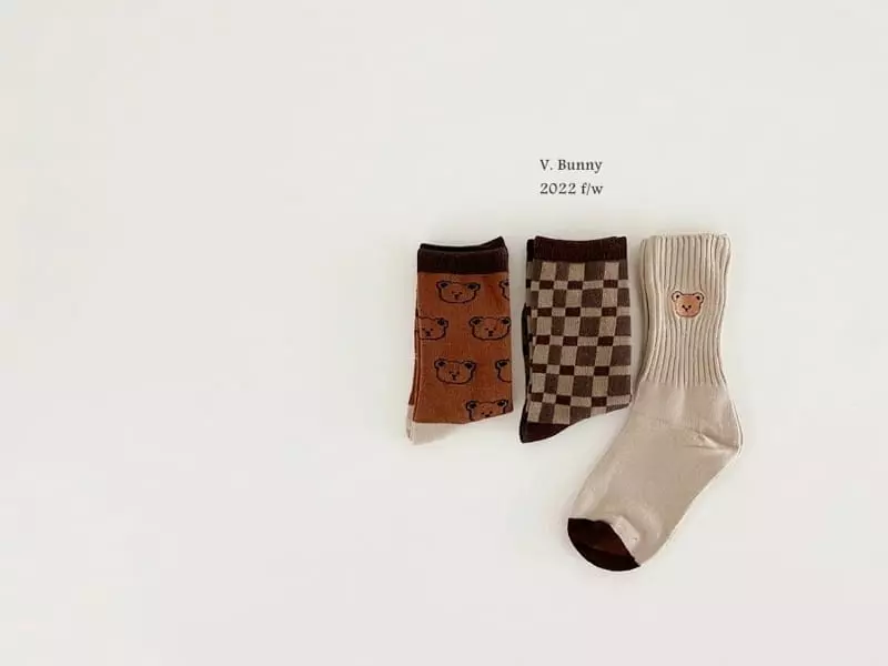 V Bunny - Korean Children Fashion - #todddlerfashion - Circle Bear Sock sSet - 7