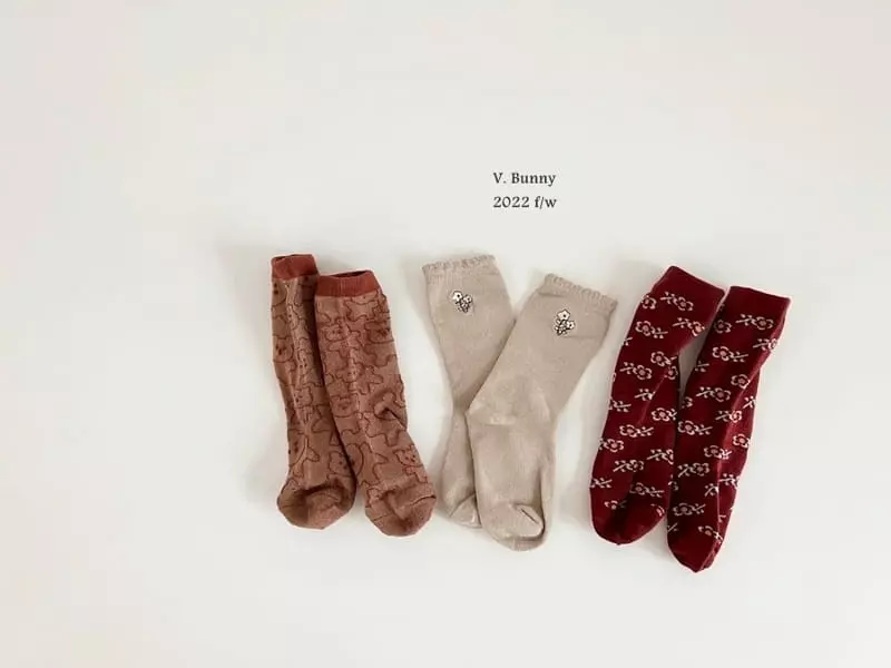 V Bunny - Korean Children Fashion - #todddlerfashion - Choco Bear Socks Set - 5