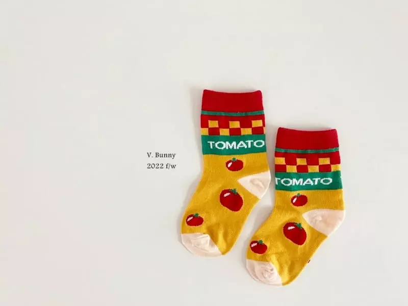 V Bunny - Korean Children Fashion - #todddlerfashion - Tomato Socks Set - 2