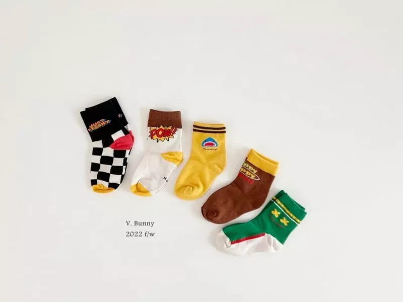 V Bunny - Korean Children Fashion - #toddlerclothing - Jaws Socks Set - 9