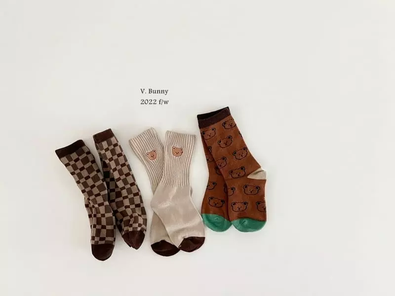 V Bunny - Korean Children Fashion - #toddlerclothing - Circle Bear Sock sSet - 8
