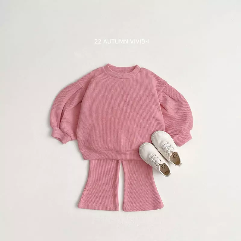 Vivid I - Korean Children Fashion - #Kfashion4kids - Rib Wide Top Bottom Set