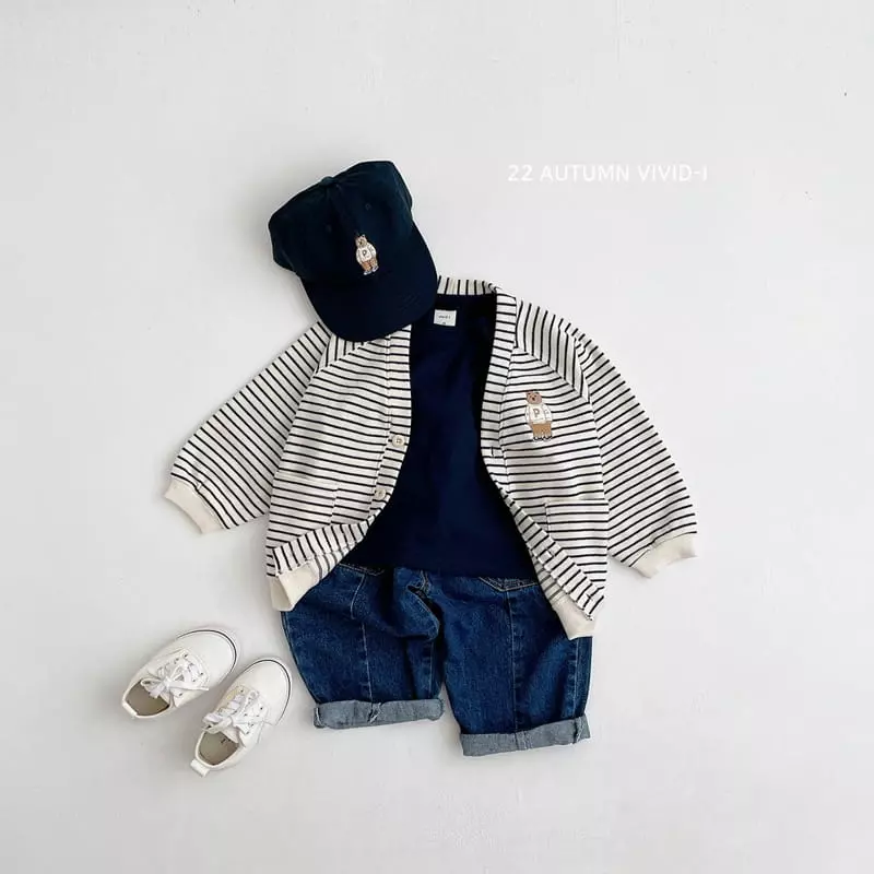 Vivid I - Korean Children Fashion - #childofig - Bear Strieps Cardigan - 6
