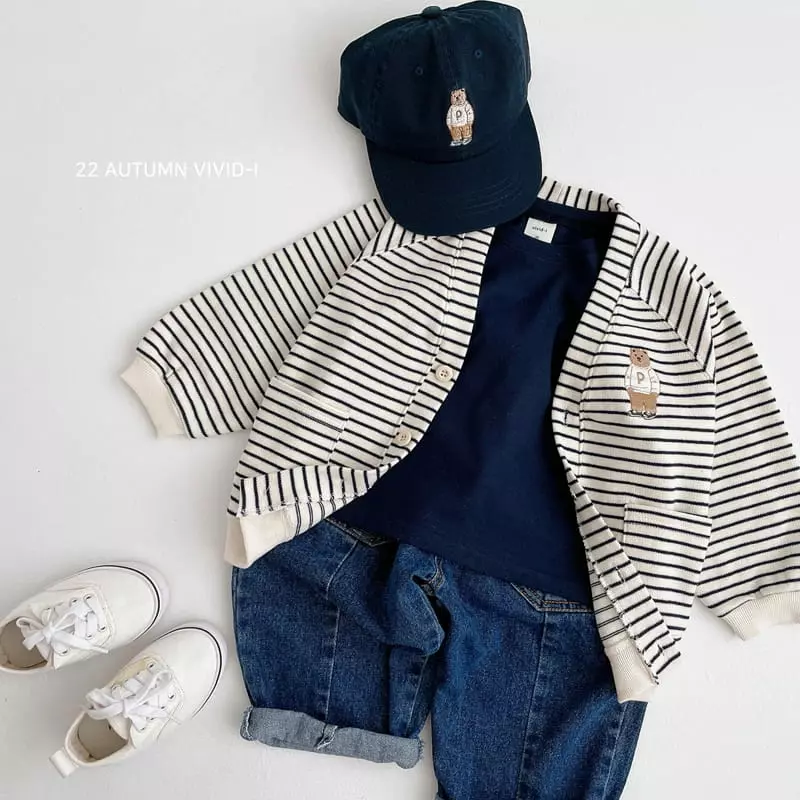 Vivid I - Korean Children Fashion - #designkidswear - Bear Strieps Cardigan - 9