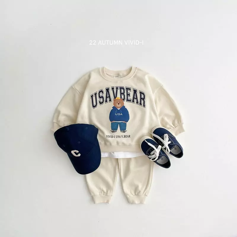 Vivid I - Korean Children Fashion - #fashionkids - America Bear Top Bottom Set - 2