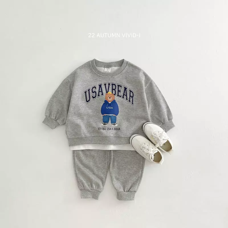 Vivid I - Korean Children Fashion - #kidsshorts - America Bear Top Bottom Set - 3