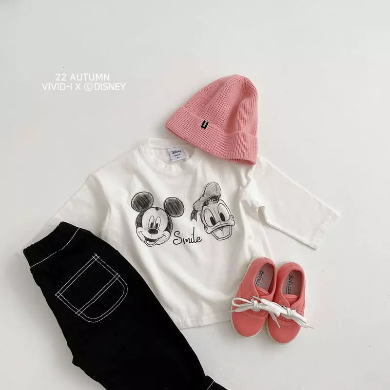 Vivid I - Korean Children Fashion - #kidsshorts - 22 Disney Skech Tee - 5