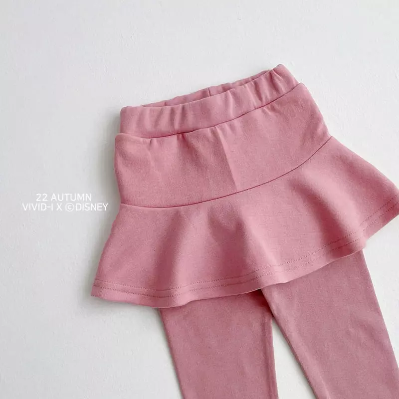Vivid I - Korean Children Fashion - #kidsstore - Disney Skirt Leggings Top Bottom Set - 12