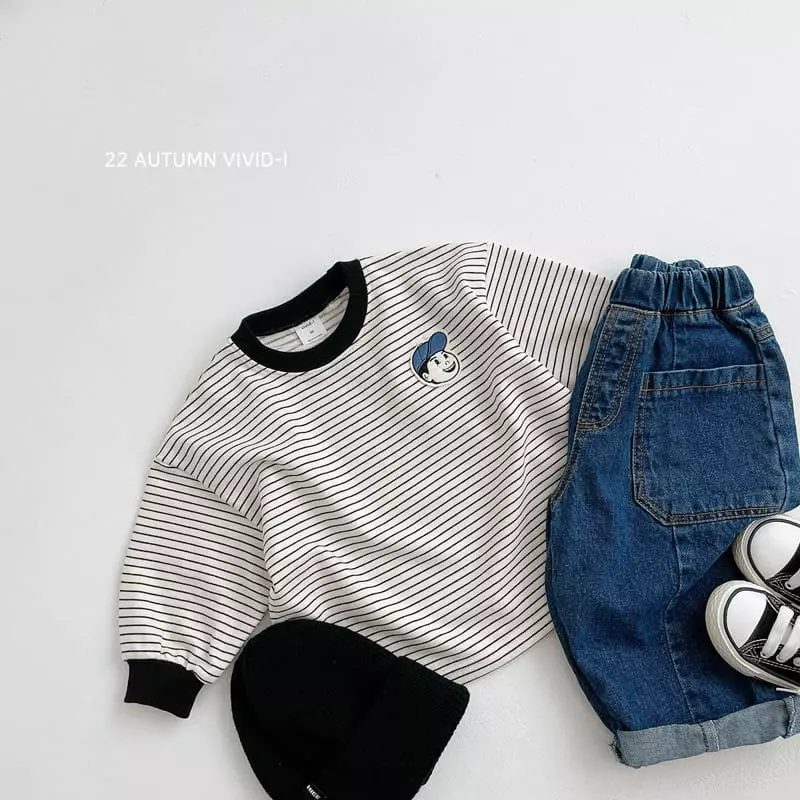 Vivid I - Korean Children Fashion - #kidsshorts - Wapen Stripes Sweatshirtt - 4