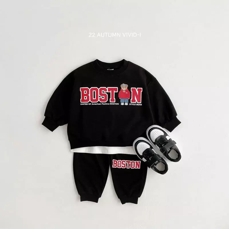 Vivid I - Korean Children Fashion - #kidsstore - City Bear Top Bottom Set - 4
