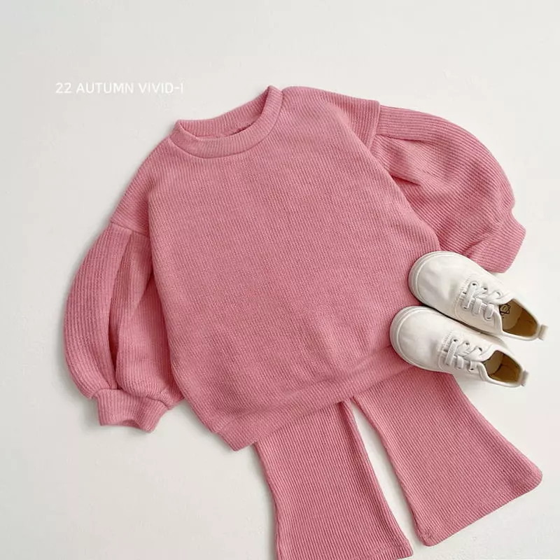 Vivid I - Korean Children Fashion - #littlefashionista - Rib Wide Top Bottom Set - 2