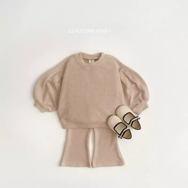 Vivid I - Korean Children Fashion - #magicofchildhood - Rib Wide Top Bottom Set - 3