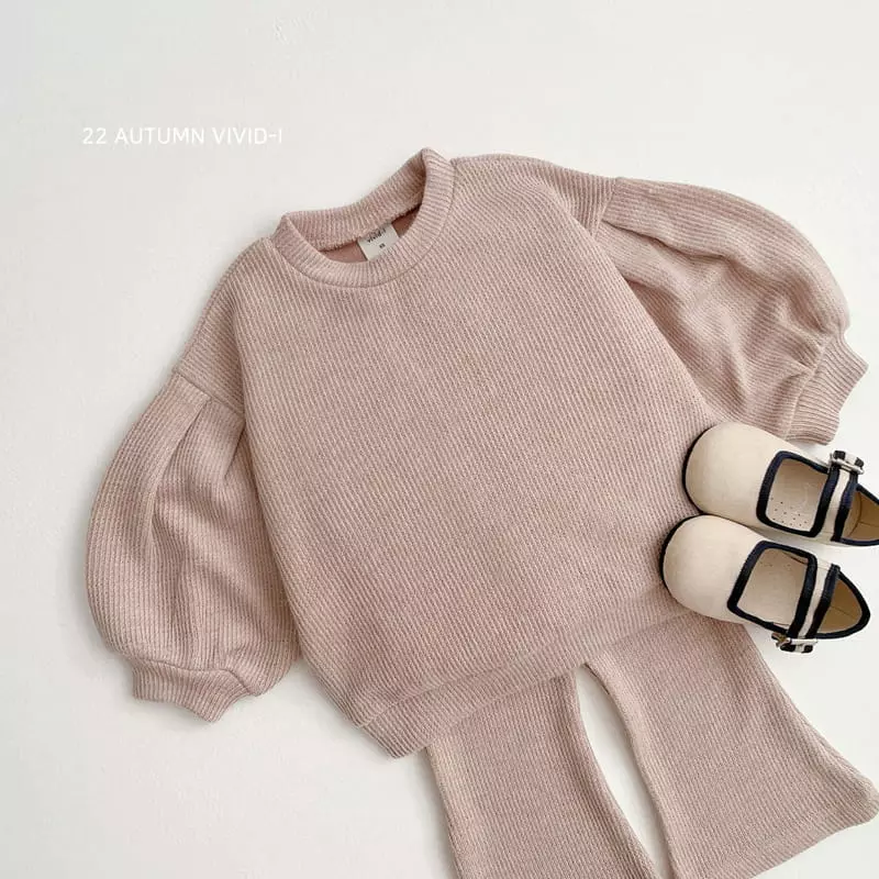 Vivid I - Korean Children Fashion - #magicofchildhood - Rib Wide Top Bottom Set - 4