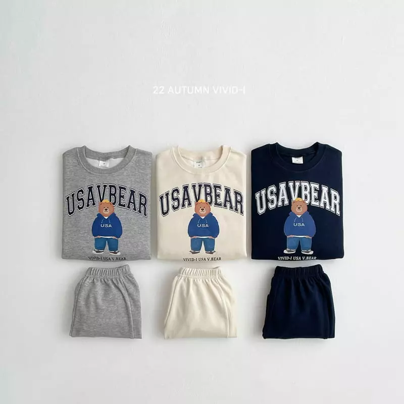 Vivid I - Korean Children Fashion - #toddlerclothing - America Bear Top Bottom Set - 12