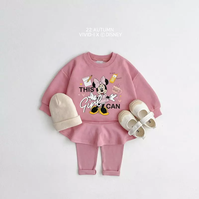 Vivid I - Korean Children Fashion - #todddlerfashion - Disney Skirt Leggings Top Bottom Set - 4