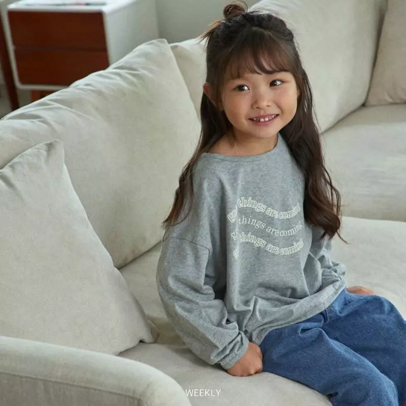 Weekly - Korean Children Fashion - #childofig - Lettering Piping Tee - 4
