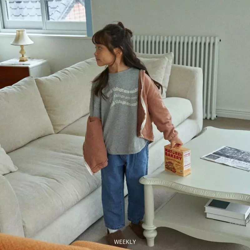 Weekly - Korean Children Fashion - #discoveringself - Lettering Piping Tee - 6