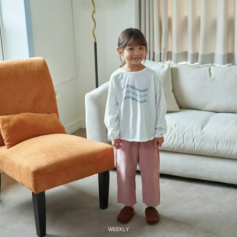 Weekly - Korean Children Fashion - #kidsshorts - Lettering Piping Tee - 8