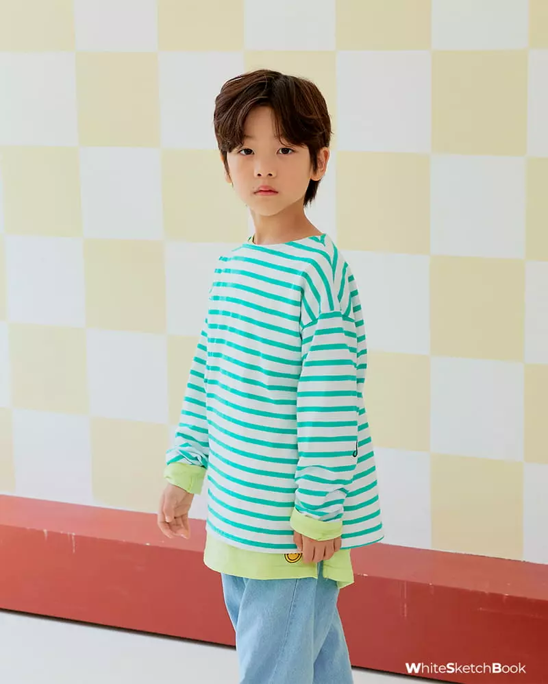 Whitesketchbook - Korean Children Fashion - #fashionkids - Stripes Smile Tee - 12