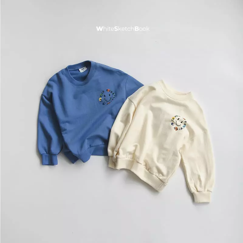 Whitesketchbook - Korean Children Fashion - #kidsshorts - Point Smile Sweatshirt - 11