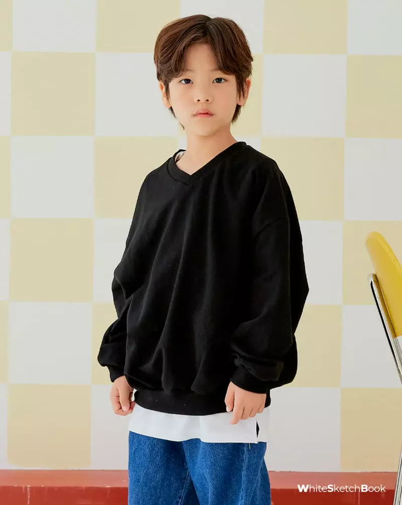 Whitesketchbook - Korean Children Fashion - #kidzfashiontrend - V Neck Sweatshirt - 5