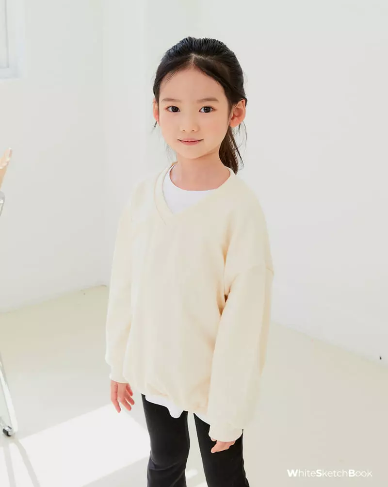 Whitesketchbook - Korean Children Fashion - #prettylittlegirls - V Neck Sweatshirt - 10