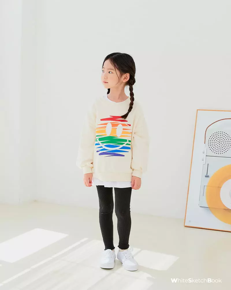 Whitesketchbook - Korean Children Fashion - #prettylittlegirls - Rainbow Smile Sweatshirt - 9