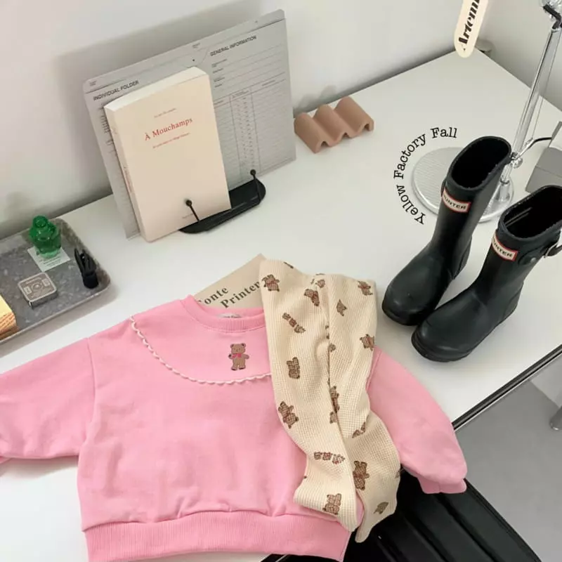 Yellow Factory - Korean Children Fashion - #childofig - Lace Bear Sweatshirt - 6