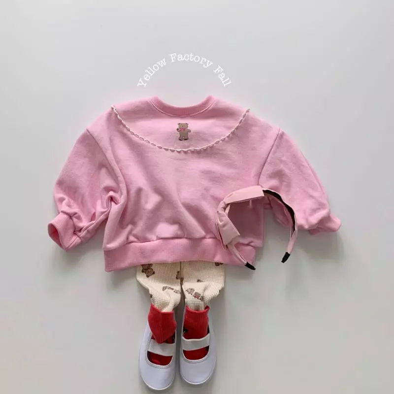Yellow Factory - Korean Children Fashion - #kidsshorts - Lace Bear Sweatshirt - 11