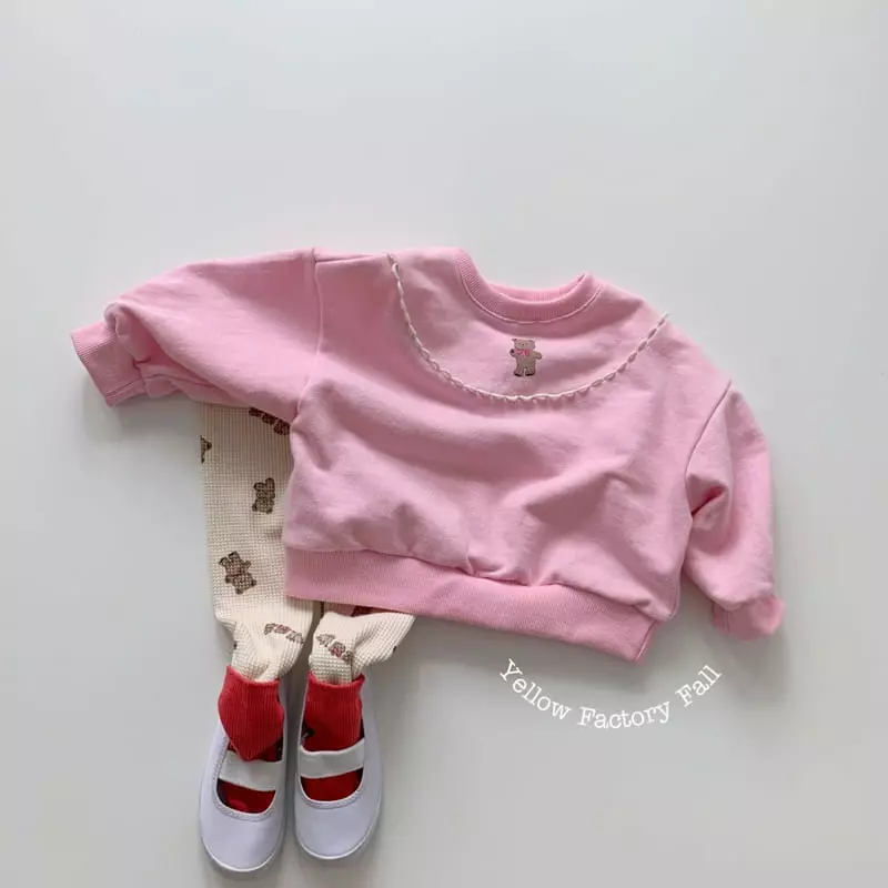 Yellow Factory - Korean Children Fashion - #kidsstore - Lace Bear Sweatshirt - 12