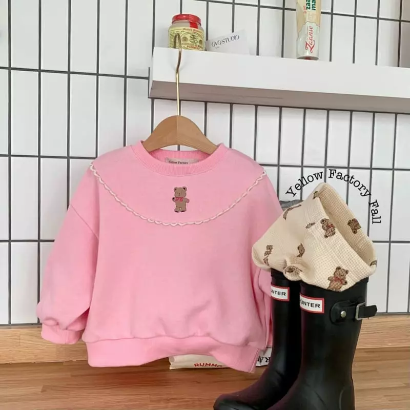 Yellow Factory - Korean Children Fashion - #littlefashionista - Lace Bear Sweatshirt