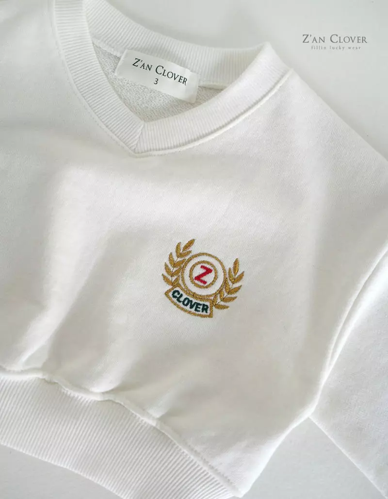 Zan Clover - Korean Children Fashion - #Kfashion4kids - V Neck Embroidery Sweatshirt - 3