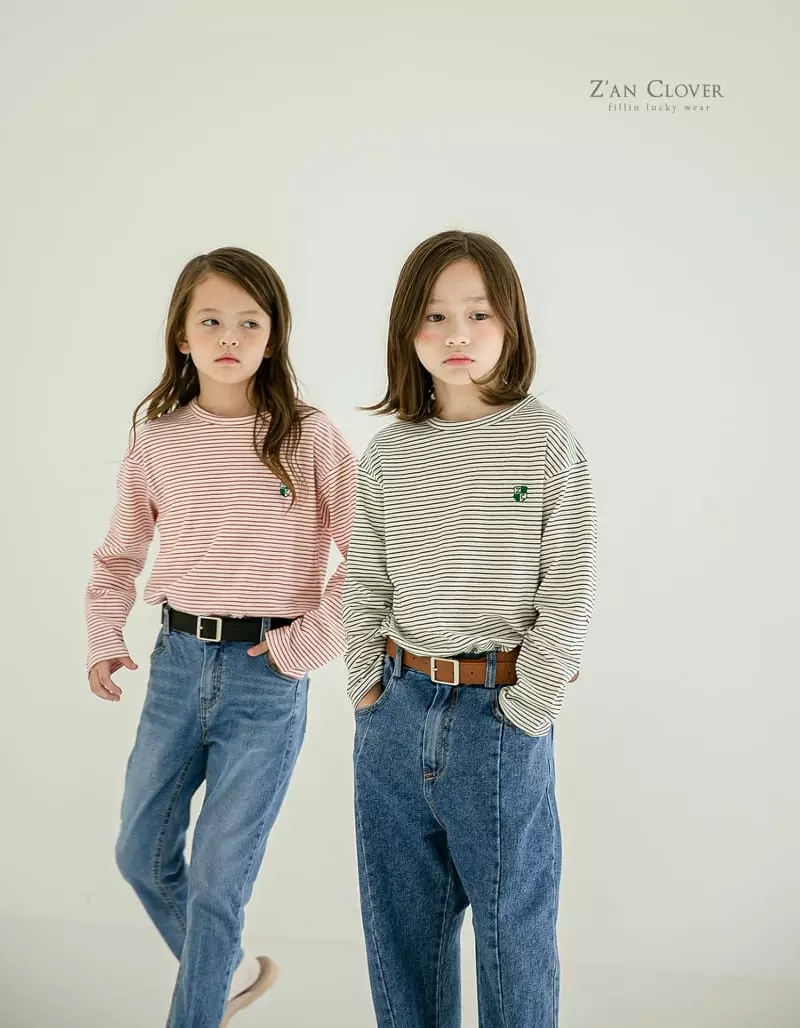 Zan Clover - Korean Children Fashion - #childrensboutique - Embrodiery Stripes Tee